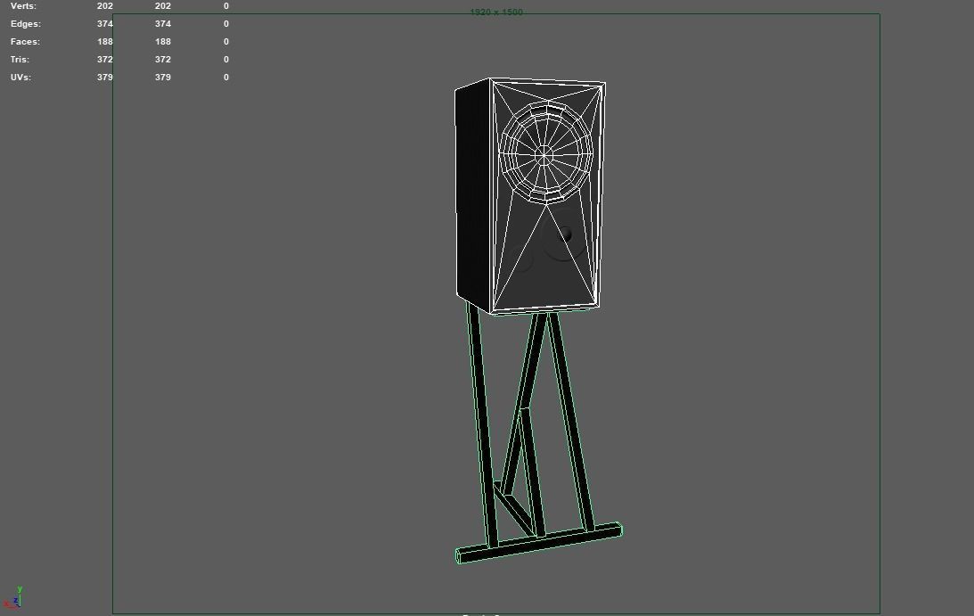 Classic Speaker on Stand  Low-poly 3D model_7