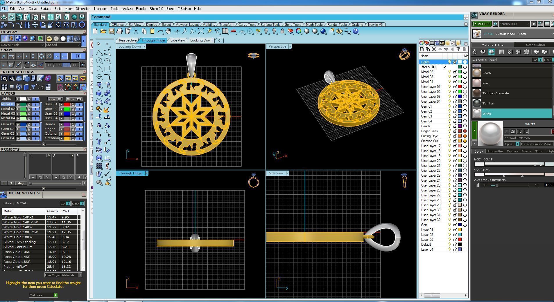Pendant 3D print model gold plated with star in center 3D print model_12