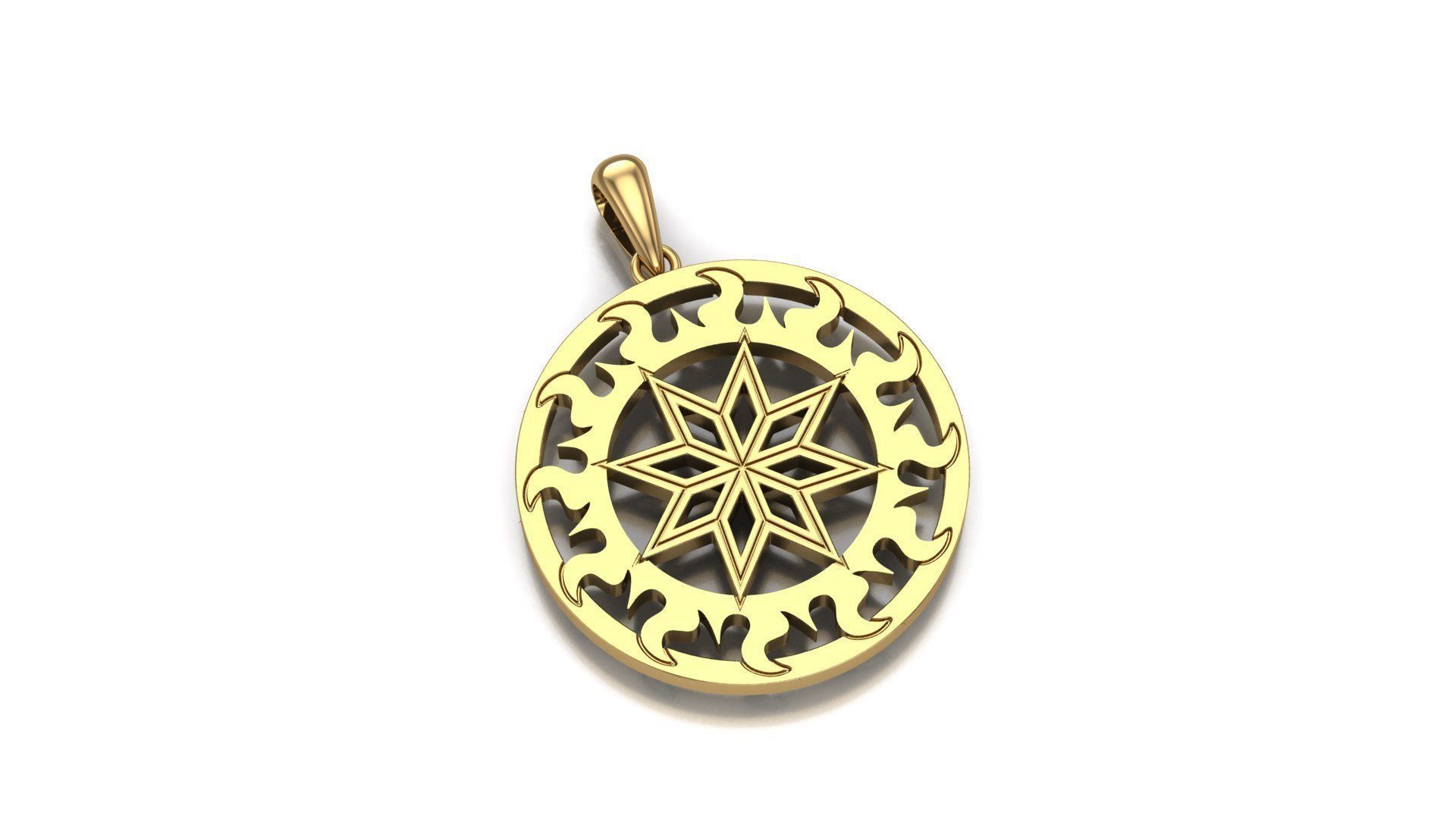 Pendant 3D print model gold plated with star in center 3D print model_22