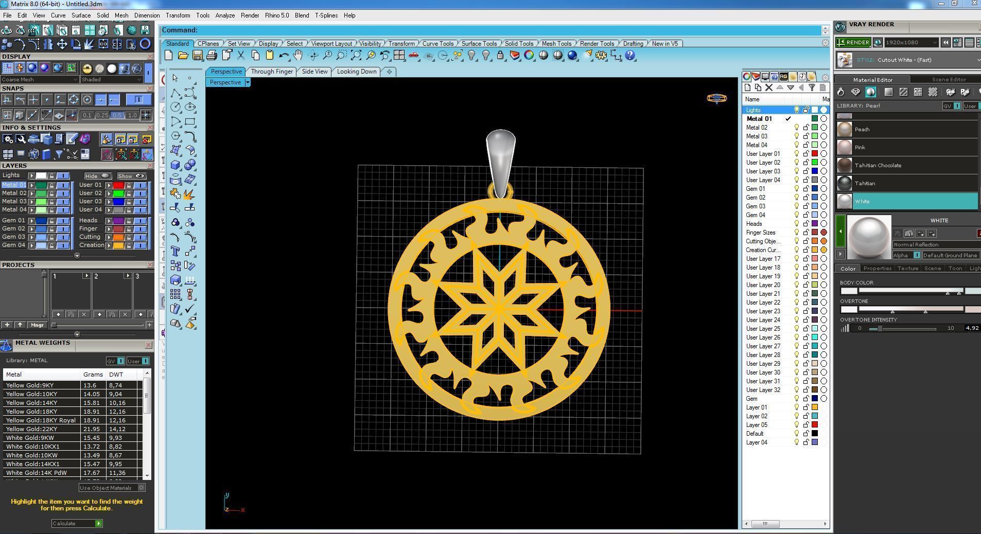 Pendant 3D print model gold plated with star in center 3D print model_11