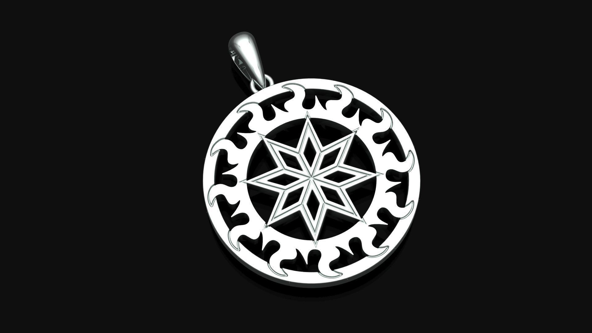 Pendant 3D print model gold plated with star in center 3D print model_23