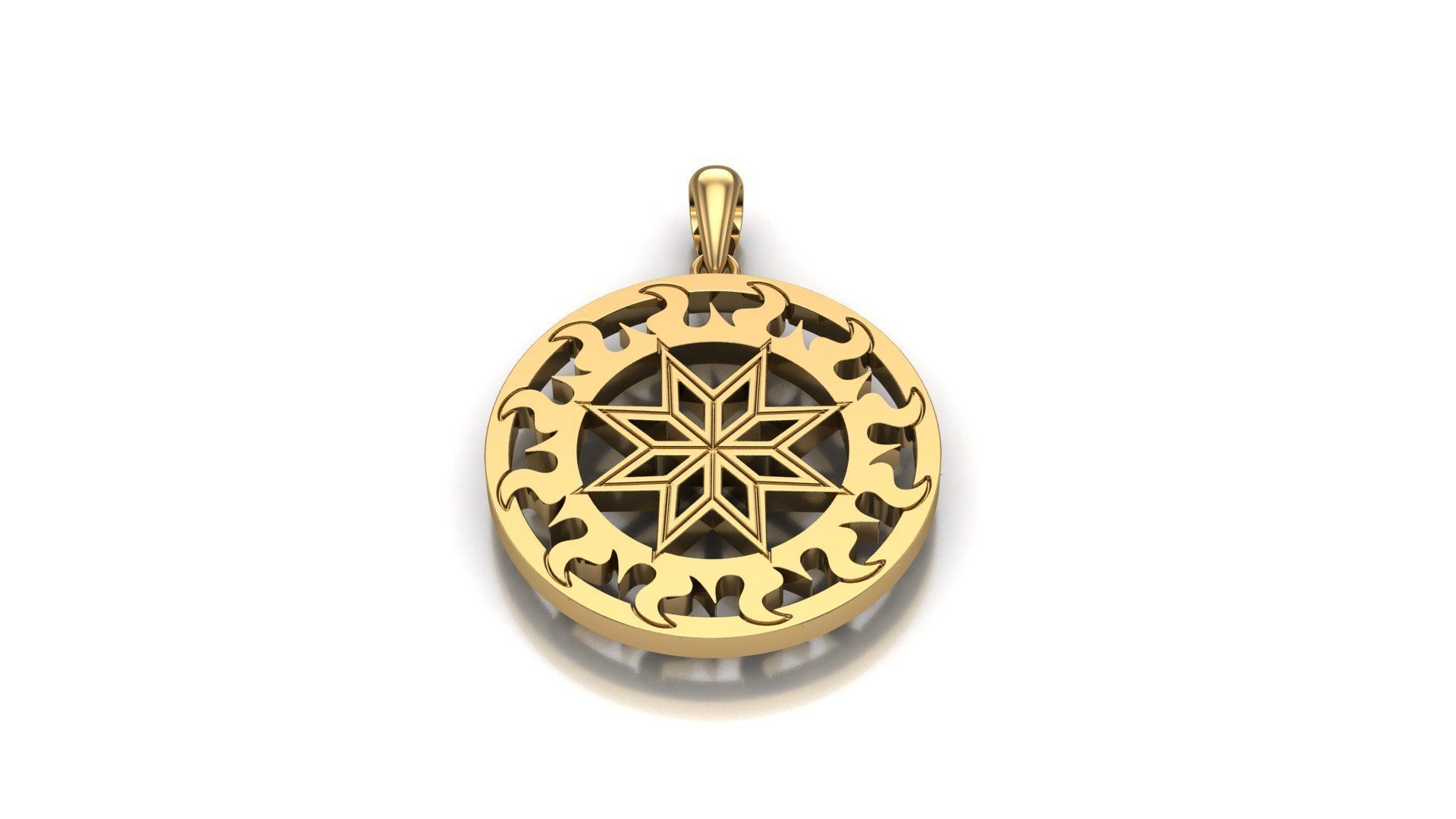 Pendant 3D print model gold plated with star in center 3D print model_14