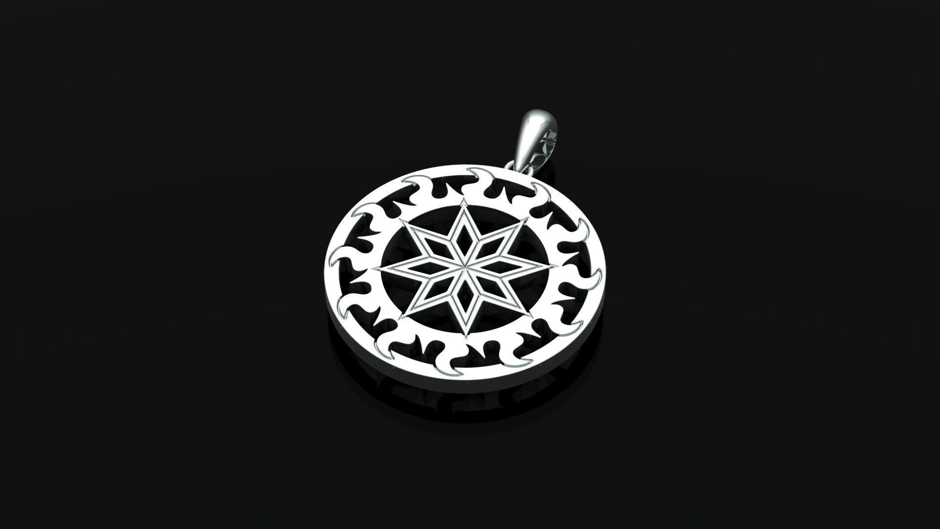 Pendant 3D print model gold plated with star in center 3D print model_17