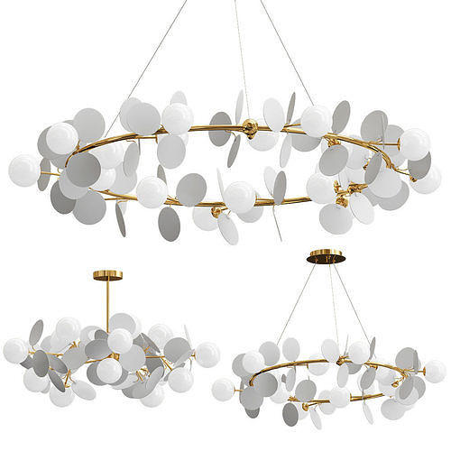 Matisse collection circular chandelier with gold balls 3D model