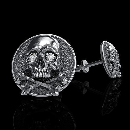 skull earrings studs 3D print model