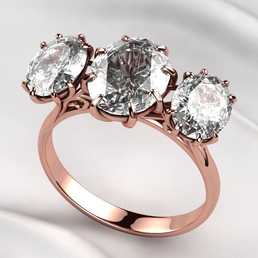 Three Ovals Gold Ring 3D print model_6