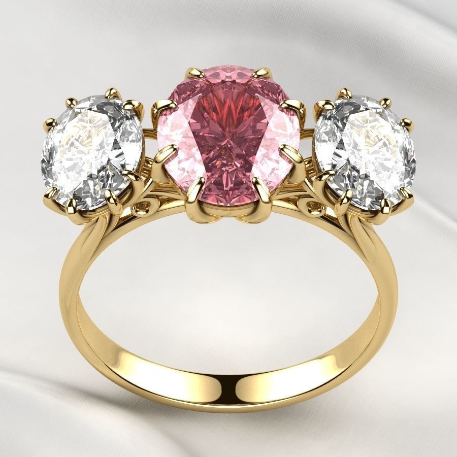 Three Ovals Gold Ring 3D print model_10