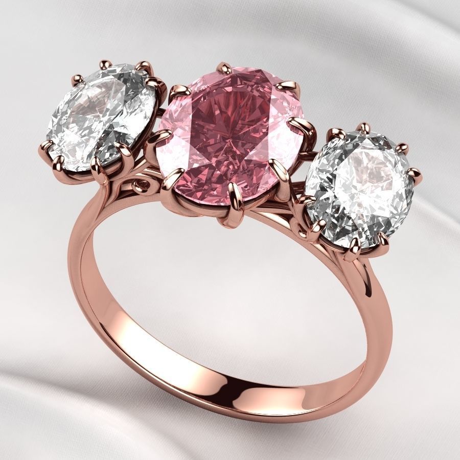 Three Ovals Gold Ring 3D print model_4