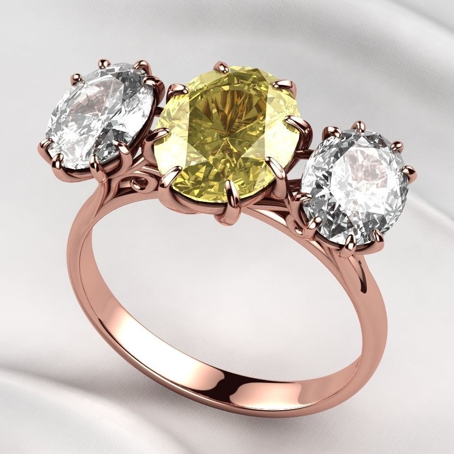 Three Ovals Gold Ring 3D print model_5