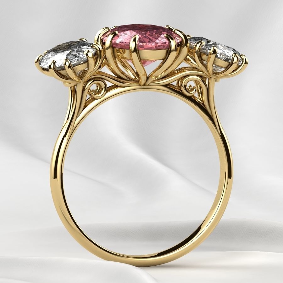 Three Ovals Gold Ring 3D print model_13