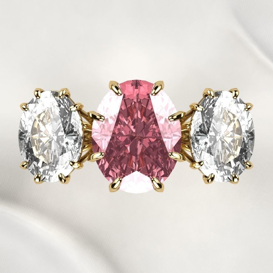 Three Ovals Gold Ring 3D print model_11