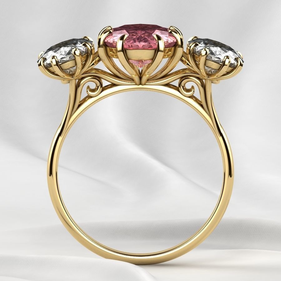 Three Ovals Gold Ring 3D print model_12