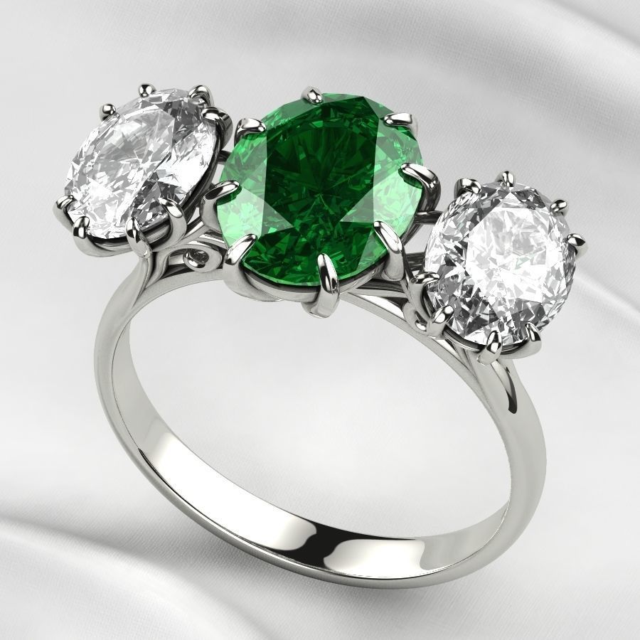 Three Ovals Gold Ring 3D print model_8