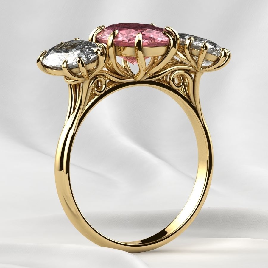 Three Ovals Gold Ring 3D print model_14