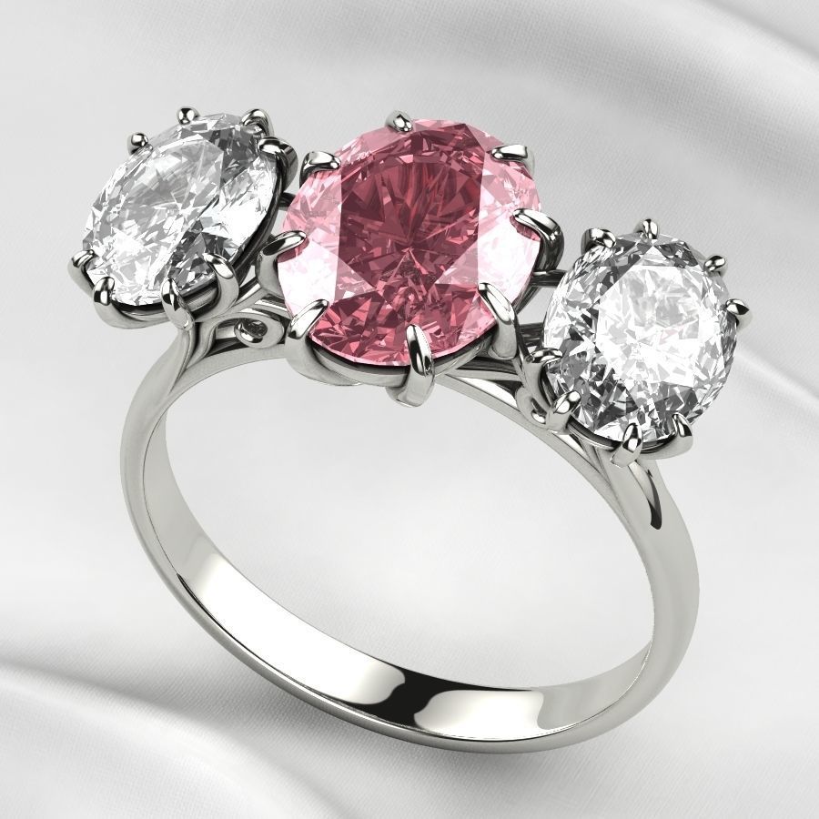 Three Ovals Gold Ring 3D print model_7