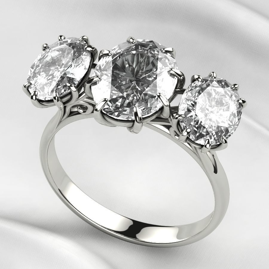 Three Ovals Gold Ring 3D print model_9