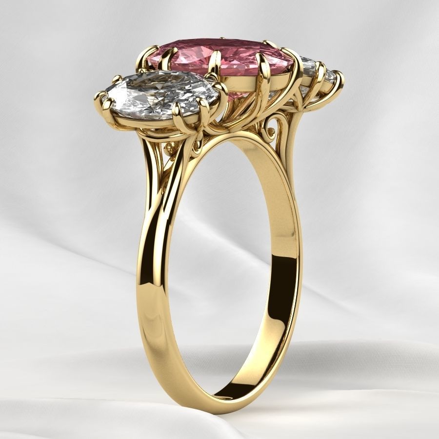 Three Ovals Gold Ring 3D print model_16