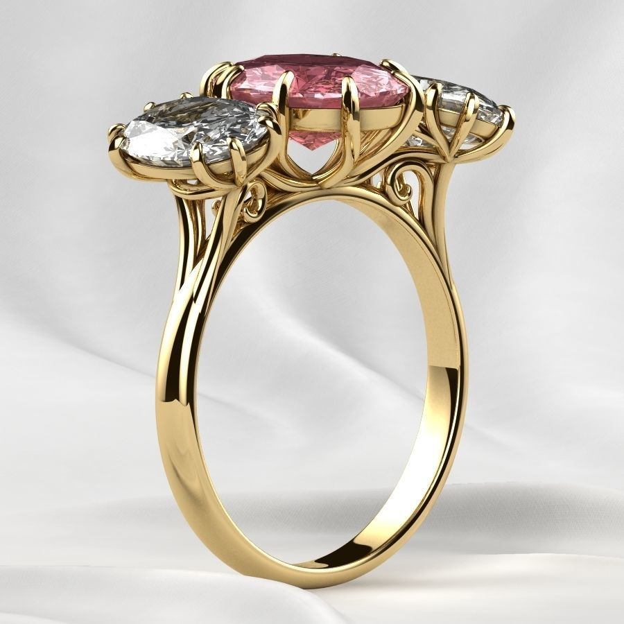 Three Ovals Gold Ring 3D print model_15