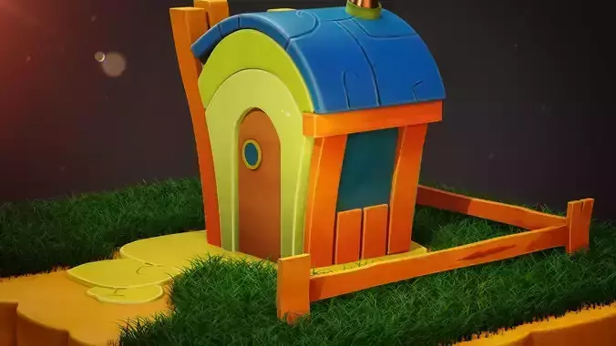 Low Poly Cartoon Style House