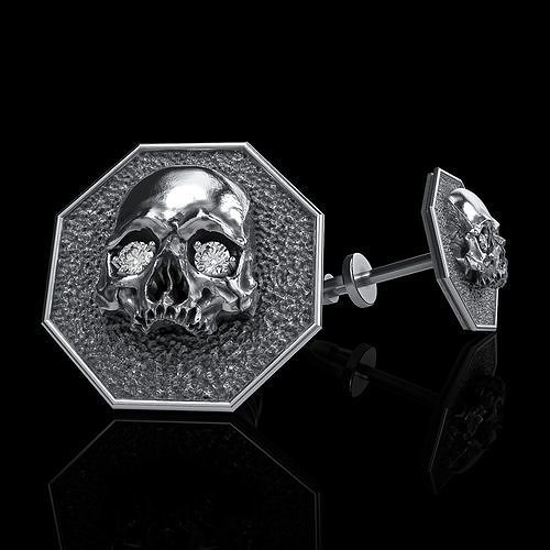 Earrings studs skull 3D print model
