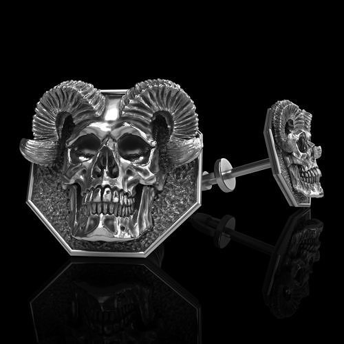skull earrings studs 3D print model