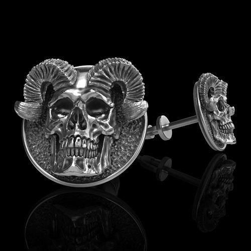 skull earrings studs 3D print model