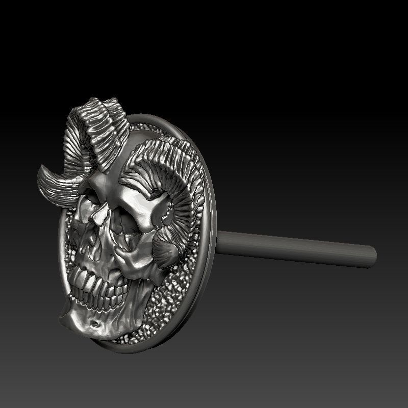 skull earrings studs 3D print model_17