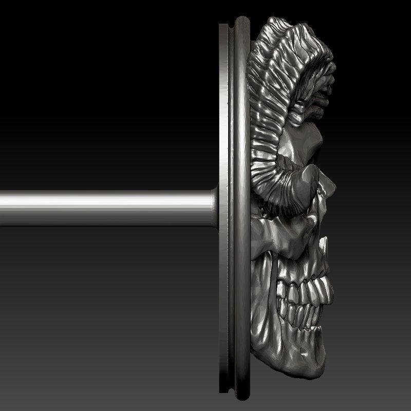 skull earrings studs 3D print model_7