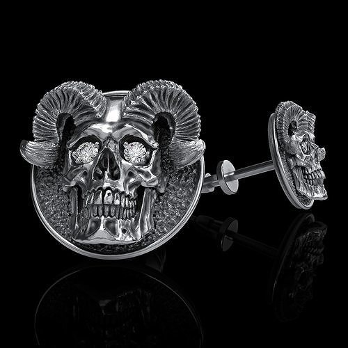 skull earrings studs 3D print model