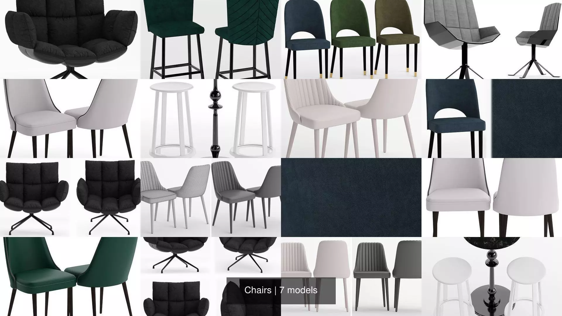 Chairs lounge chair with metal legs 3D Model Collection_0