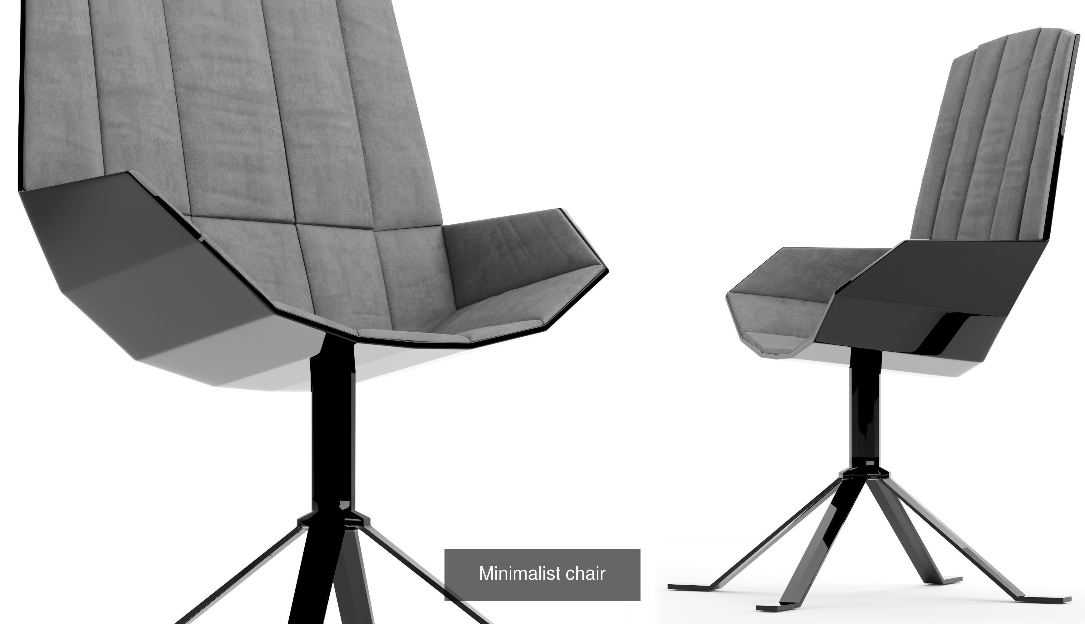 Chairs lounge chair with metal legs 3D Model Collection_4