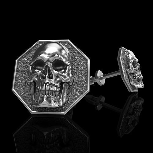skull earrings studs 3D print model