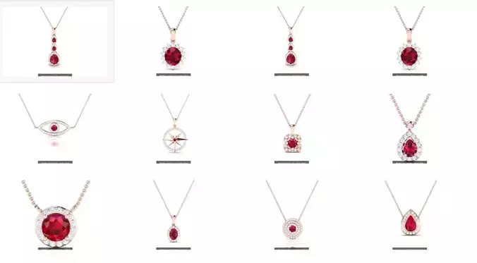 12 Ruby pendant 3dm render detail bulk collection  