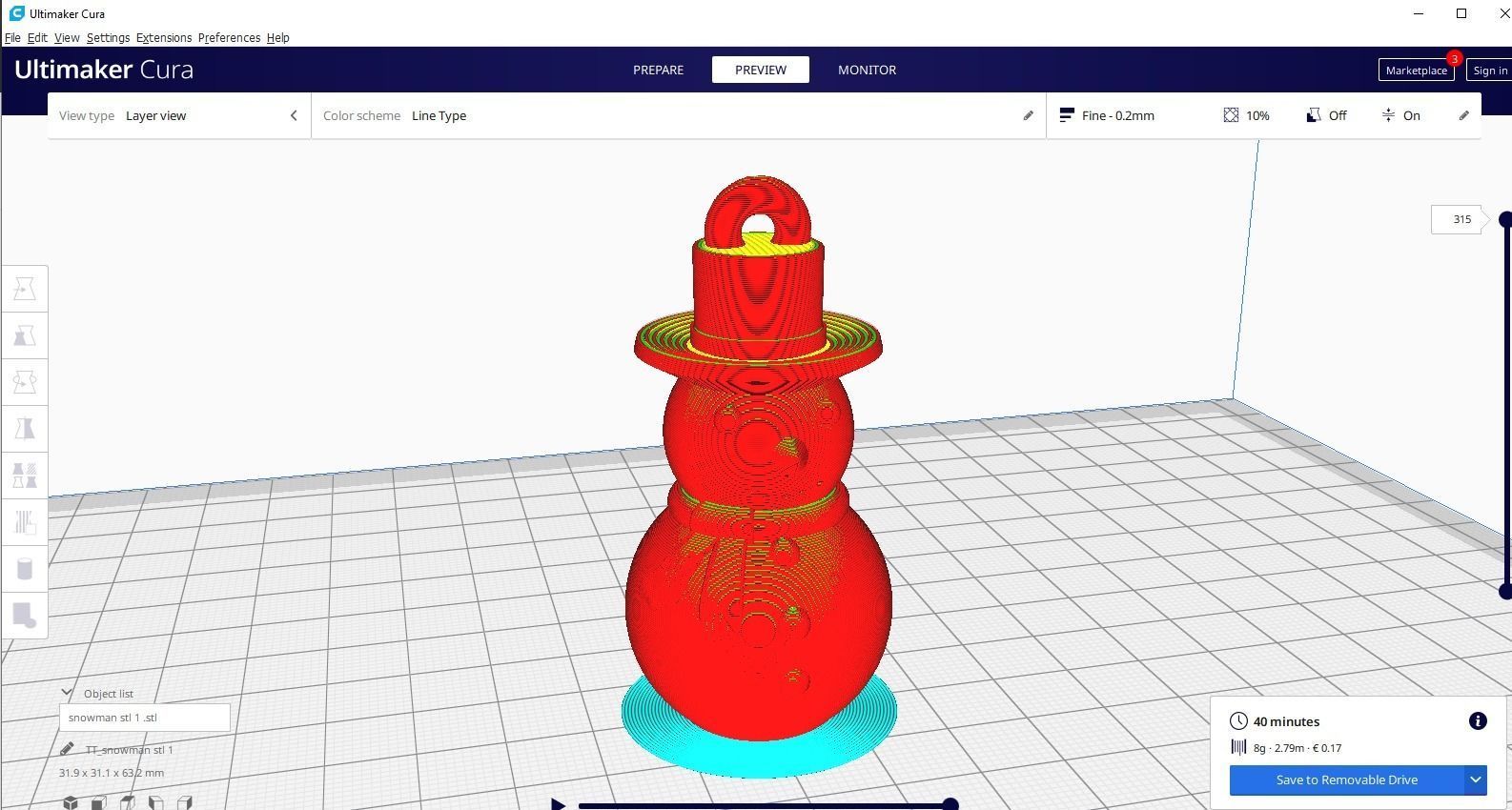 snow man christmas deco 3D print model_5