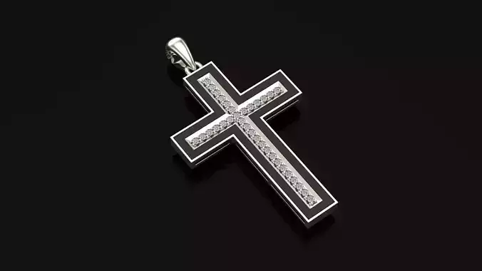 Cross 3D print model pendant with diamonds