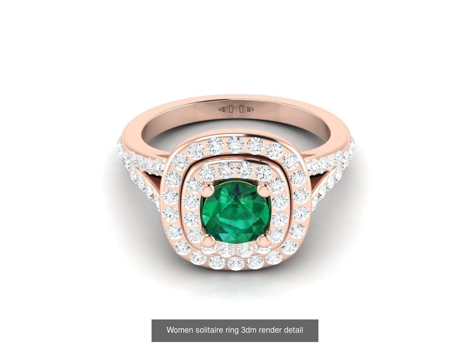 40 Emerald Gemstone Ring Earrings Pendant 3dm renders details  3D Model Collection_21