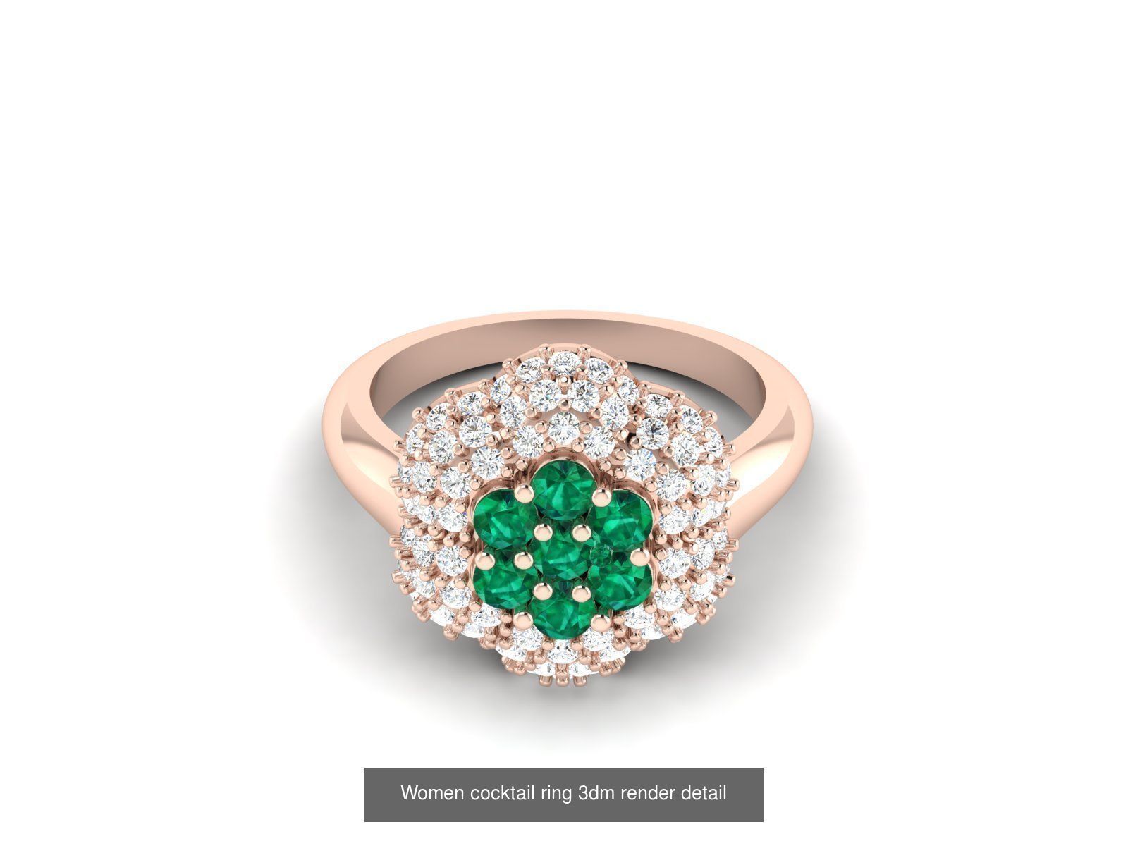 40 Emerald Gemstone Ring Earrings Pendant 3dm renders details  3D Model Collection_15