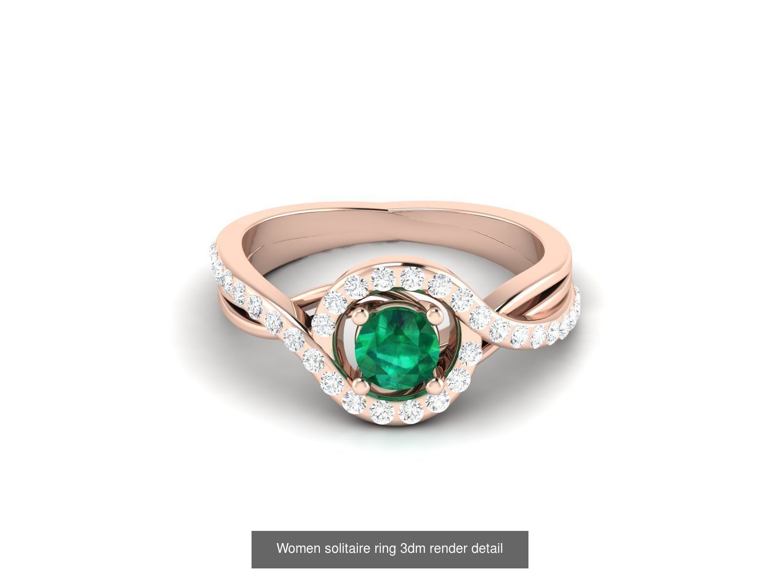 40 Emerald Gemstone Ring Earrings Pendant 3dm renders details  3D Model Collection_34