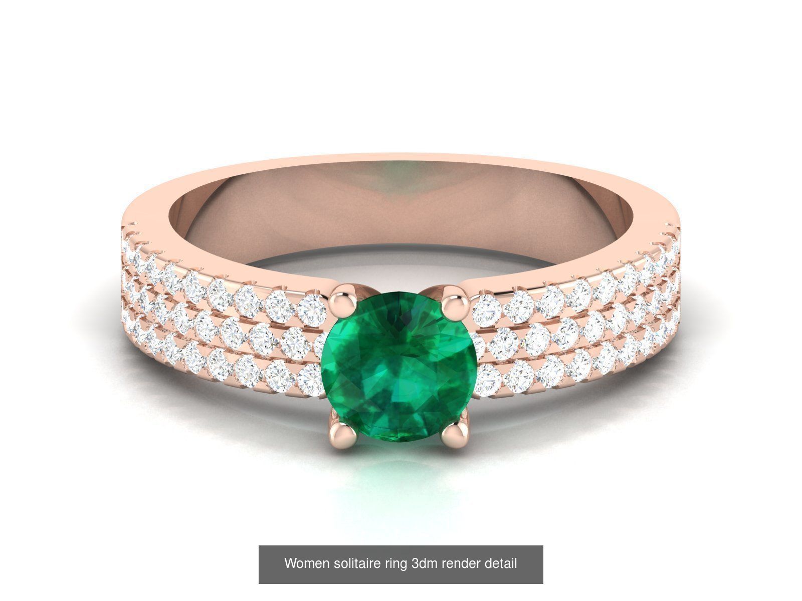 40 Emerald Gemstone Ring Earrings Pendant 3dm renders details  3D Model Collection_43