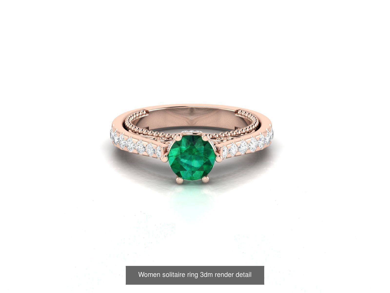 40 Emerald Gemstone Ring Earrings Pendant 3dm renders details  3D Model Collection_18