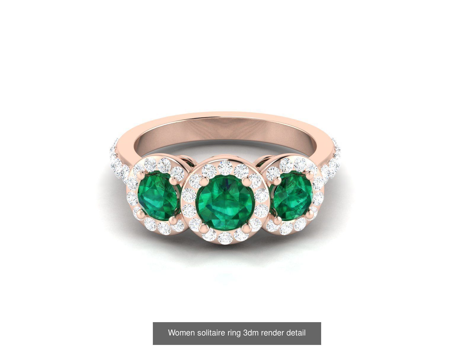 40 Emerald Gemstone Ring Earrings Pendant 3dm renders details  3D Model Collection_23
