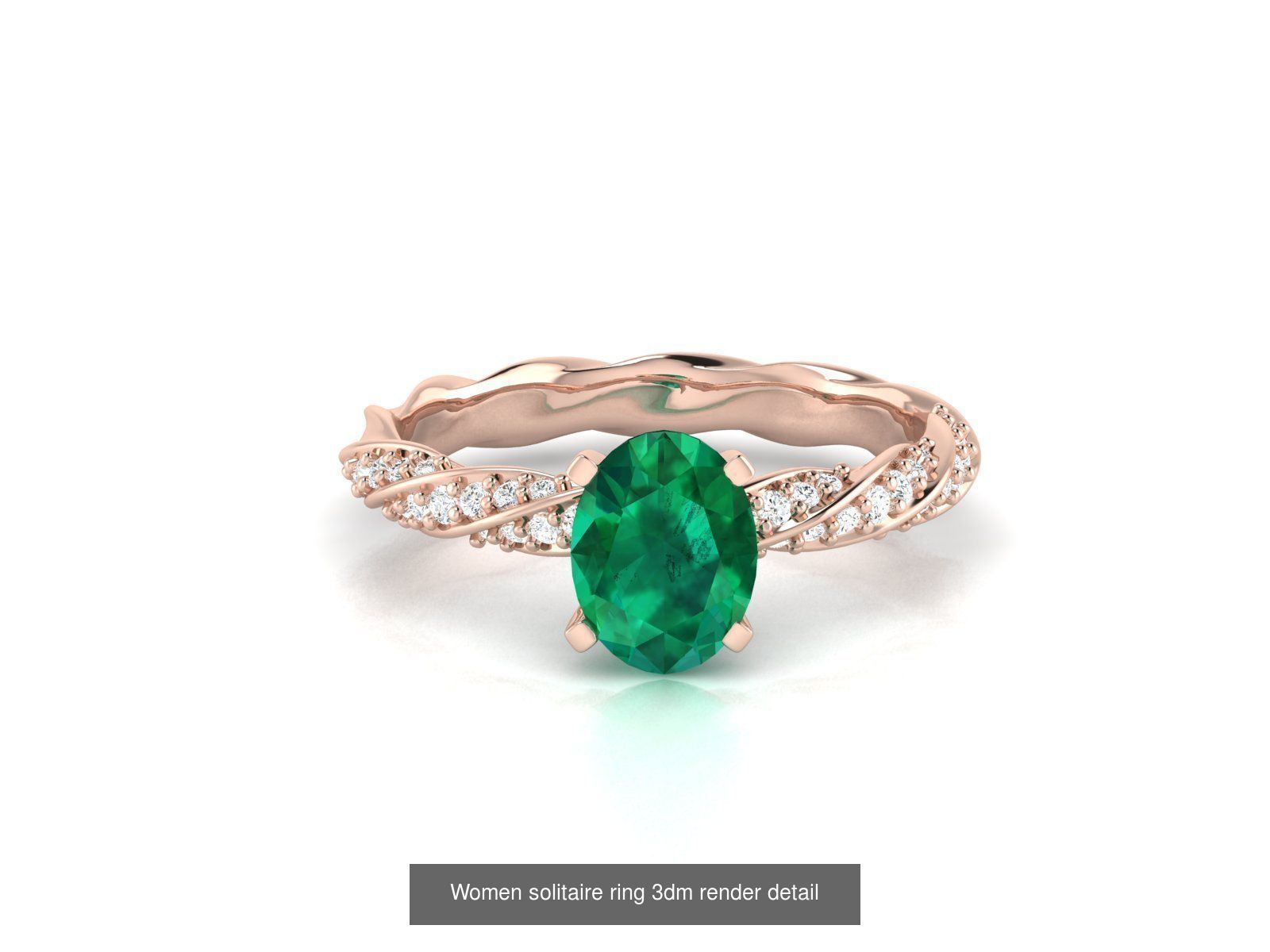 40 Emerald Gemstone Ring Earrings Pendant 3dm renders details  3D Model Collection_30