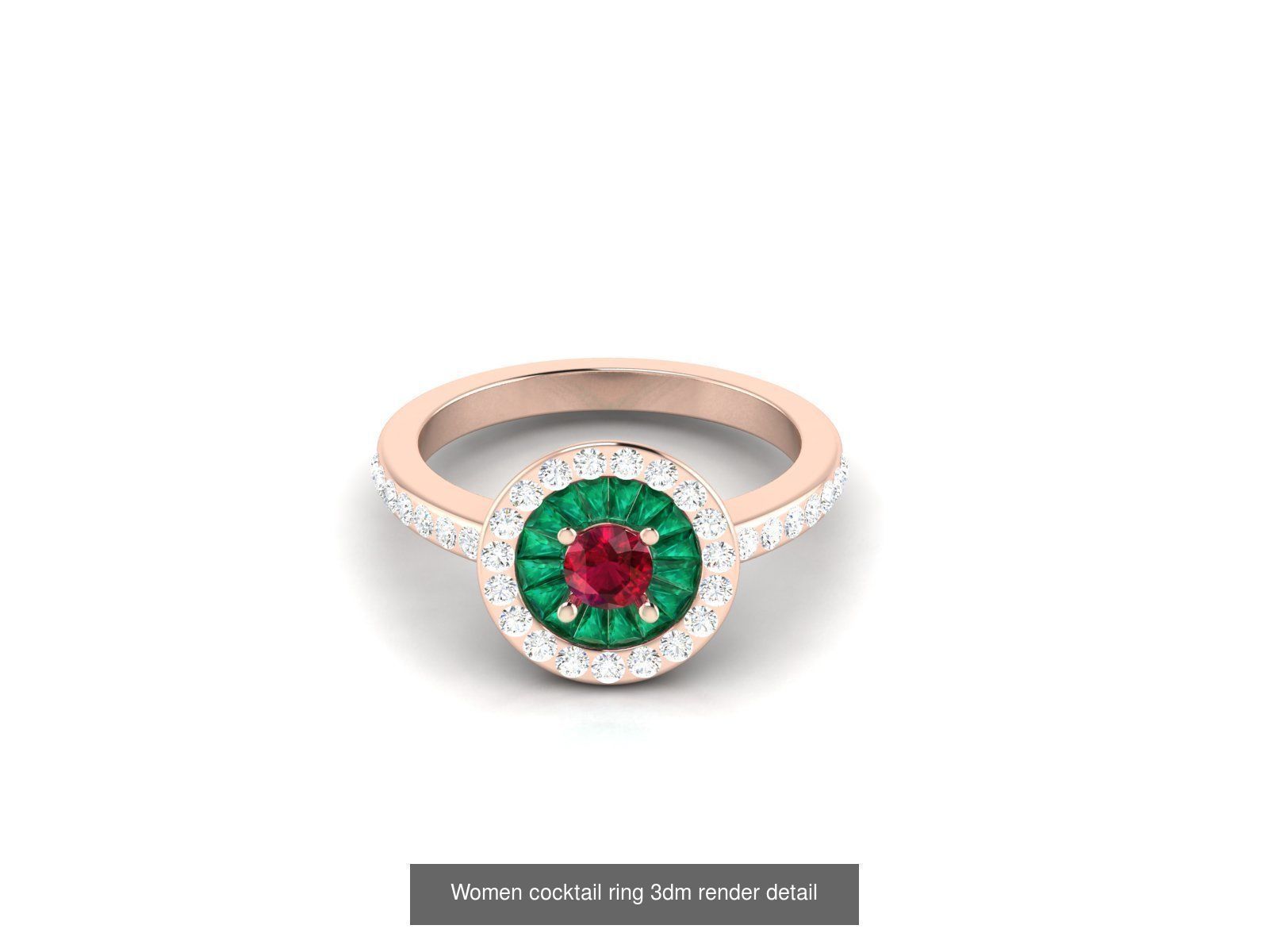 40 Emerald Gemstone Ring Earrings Pendant 3dm renders details  3D Model Collection_33