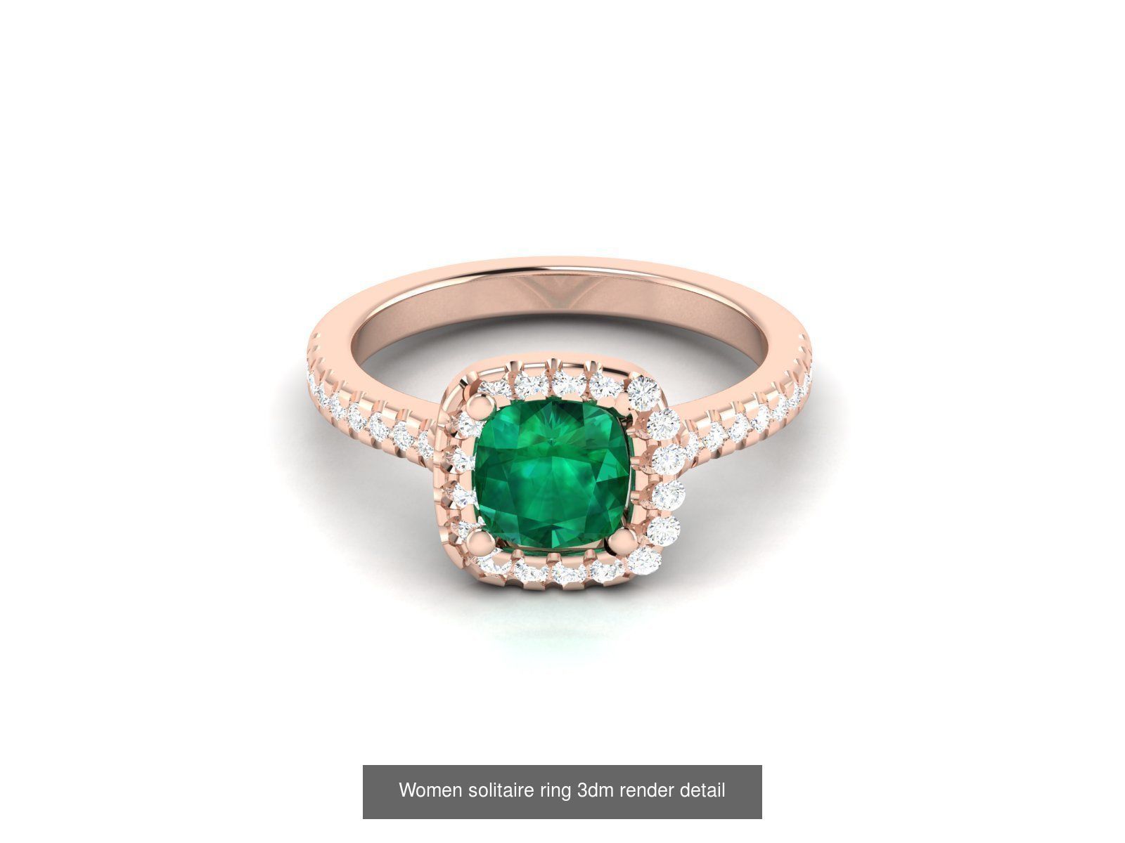 40 Emerald Gemstone Ring Earrings Pendant 3dm renders details  3D Model Collection_44