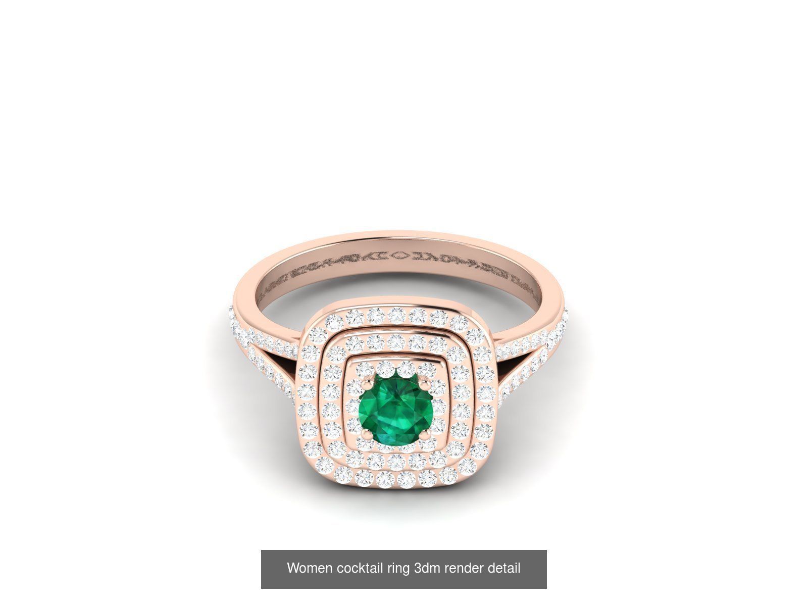 40 Emerald Gemstone Ring Earrings Pendant 3dm renders details  3D Model Collection_28