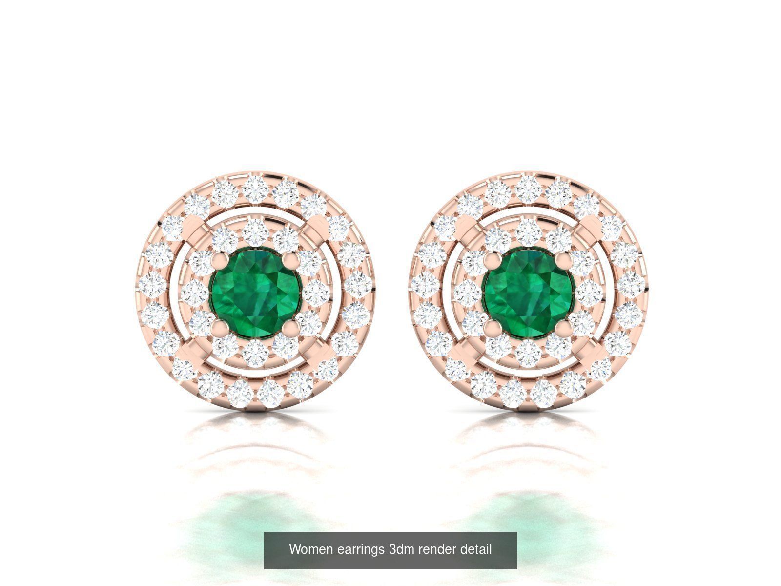 40 Emerald Gemstone Ring Earrings Pendant 3dm renders details  3D Model Collection_14