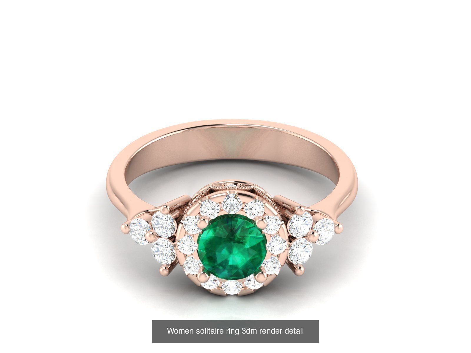 40 Emerald Gemstone Ring Earrings Pendant 3dm renders details  3D Model Collection_35