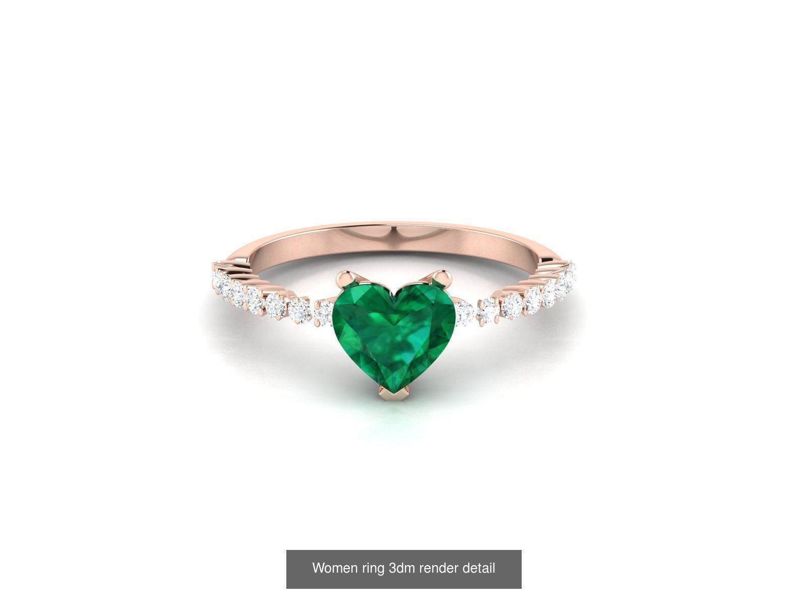 40 Emerald Gemstone Ring Earrings Pendant 3dm renders details  3D Model Collection_22