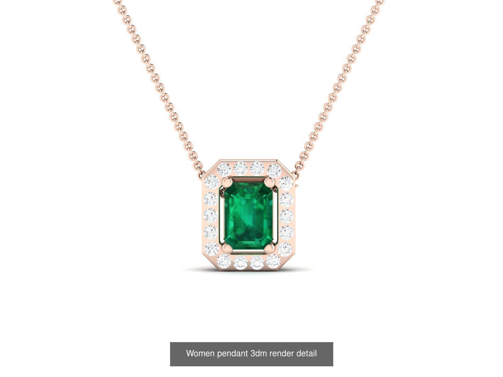 40 Emerald Gemstone Ring Earrings Pendant 3dm renders details  3D Model Collection_24