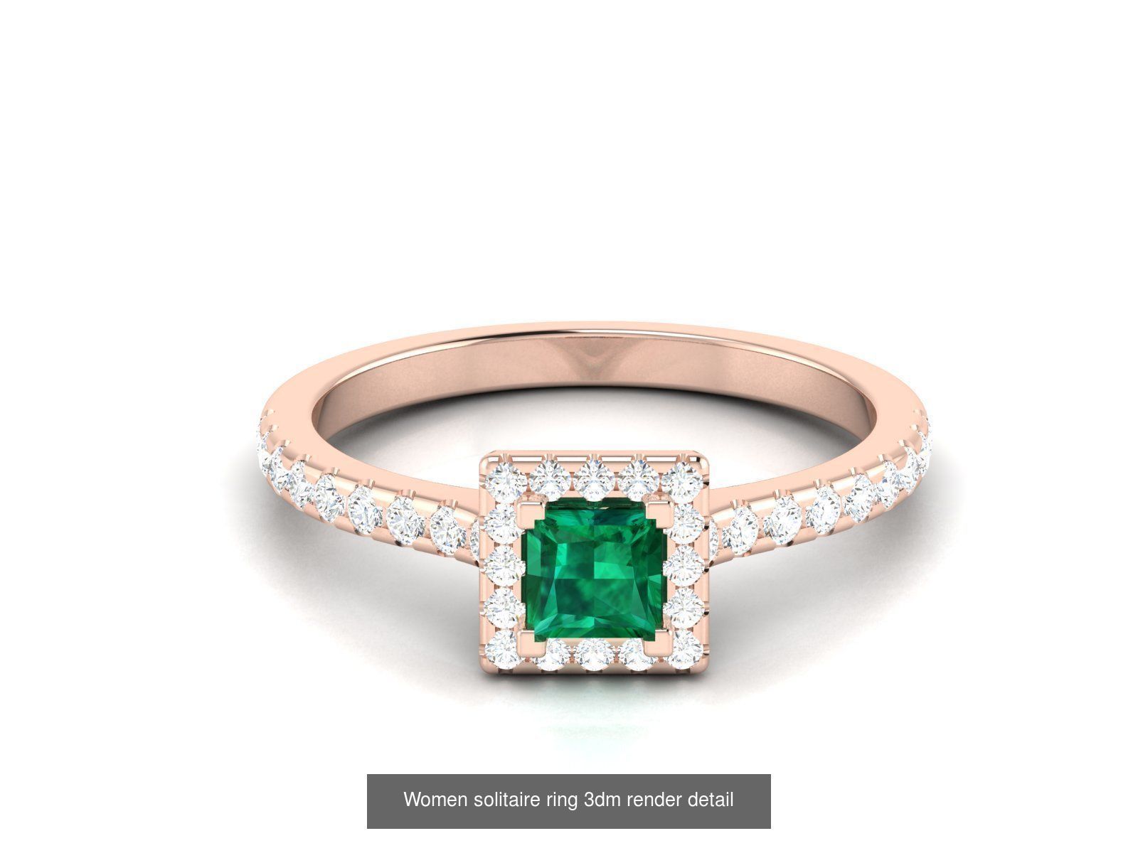 40 Emerald Gemstone Ring Earrings Pendant 3dm renders details  3D Model Collection_31